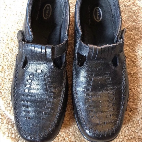 dr scholl's black leather shoes